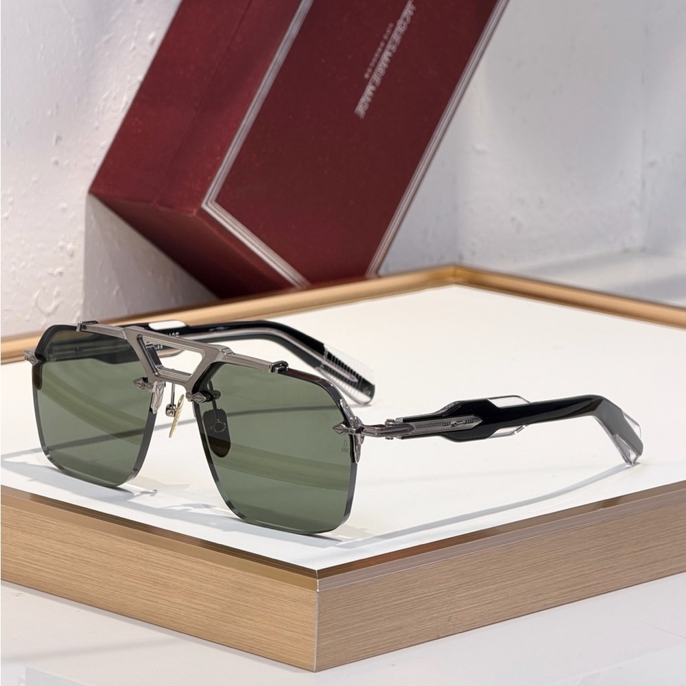 Jacques Marie Mage Sunglasses with Black Frame and Green Lenses